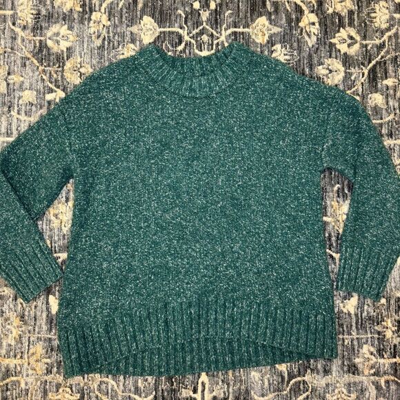 Old Navy Oversized Cozy Crew-Neck Sweater in Blue Marl - Picture 3 of 5